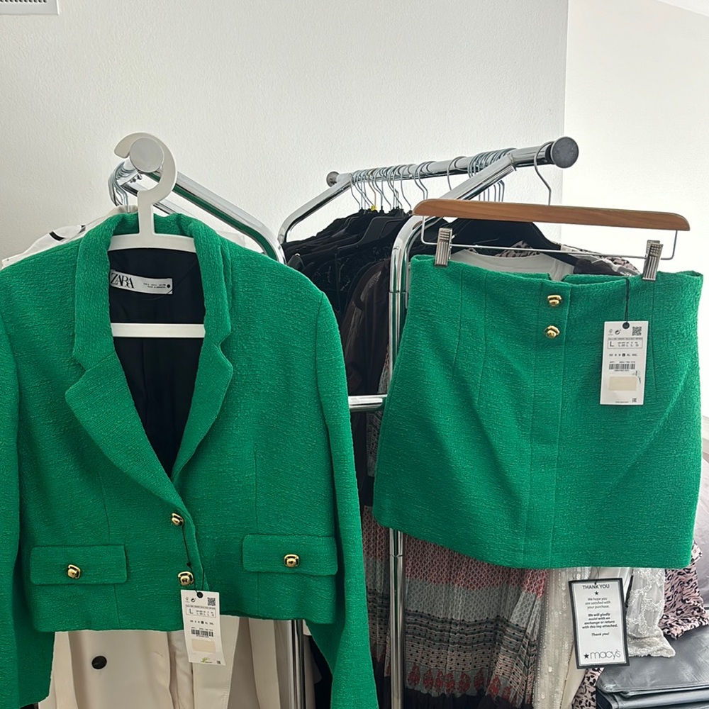 Zara Green Women's Jacket & Skirt Set